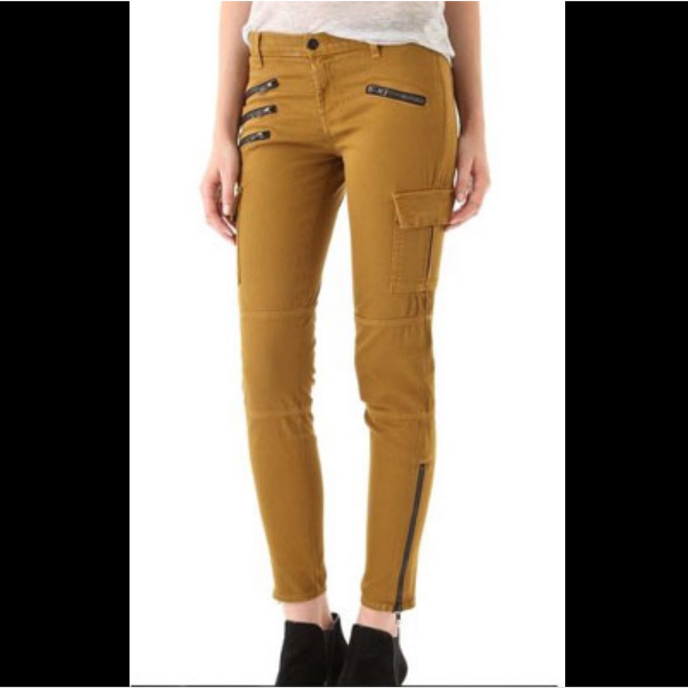 J Brand Vin Moss Moto Skinny Jeans in Dark Yellow‎